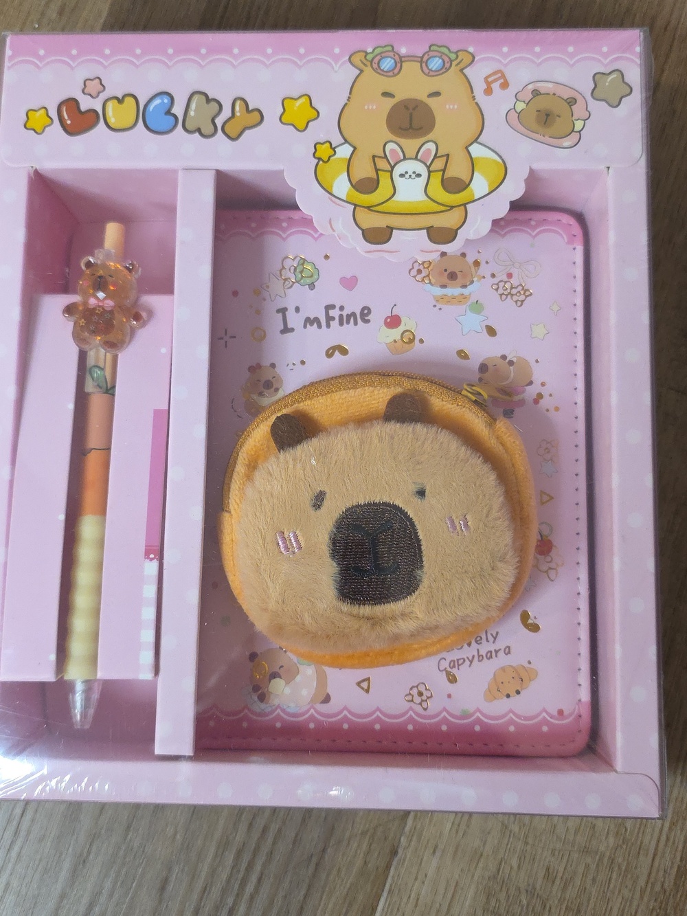 Cute Bear Plush Coin Pouch and Pen Set - Brown - Picture 4 of 4